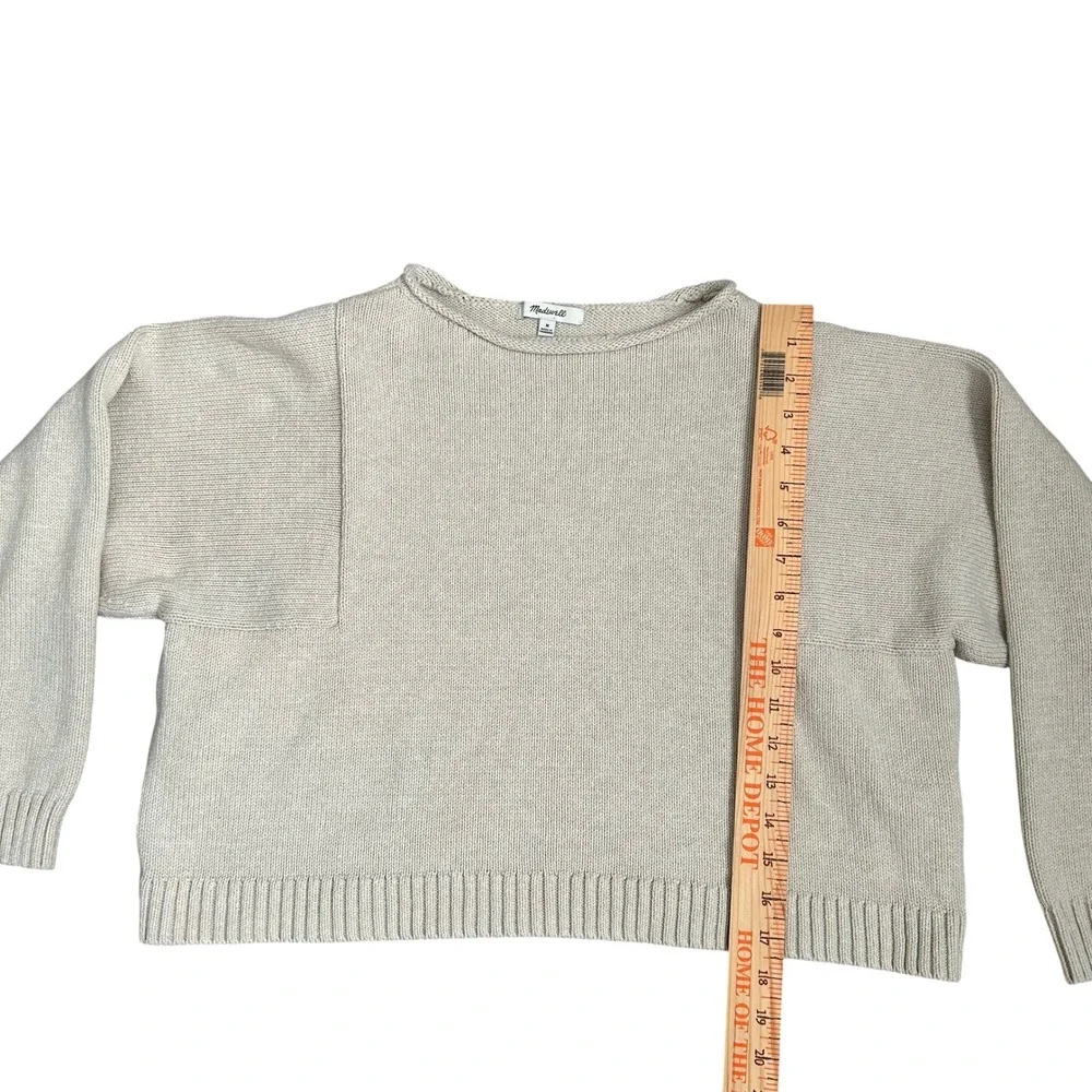 Madewell Womens Cotton Boxy Pullover Sweater Beige Cream Beachy Coastal Medium